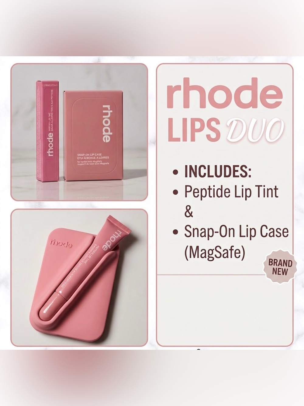 RHODE Pink Snap-On MagSafe Lip Case & Peptide Tint Duo